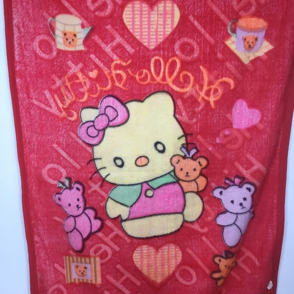 Hello Kitty 90’s Red Baby Crib Blanket Plush Soft Throw 44.5 x 32” Teddy VTG